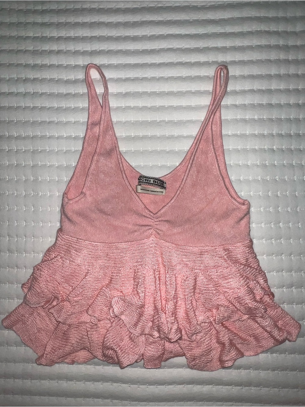 Urban Outfitters x Kimchi Blue Pink Ruffle Knit Tank Top